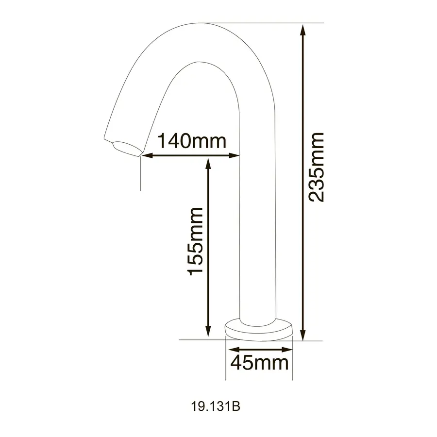 Кран сенсорний для умив-ка HOTEC 19.131B-DC/AC (220V/6V),висота 235мм,з трансформатором,латунь Cold