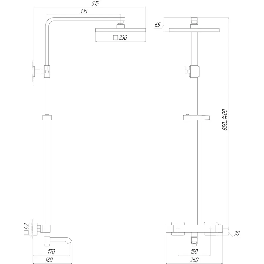 Душова система Globus Lux Termostatic Q VAN-GLQ-0041T