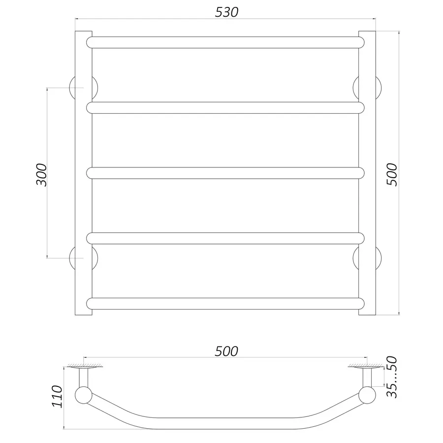 Рушникосушарка UNIO LT W 500-500-5 Драбинка Трапеція вода