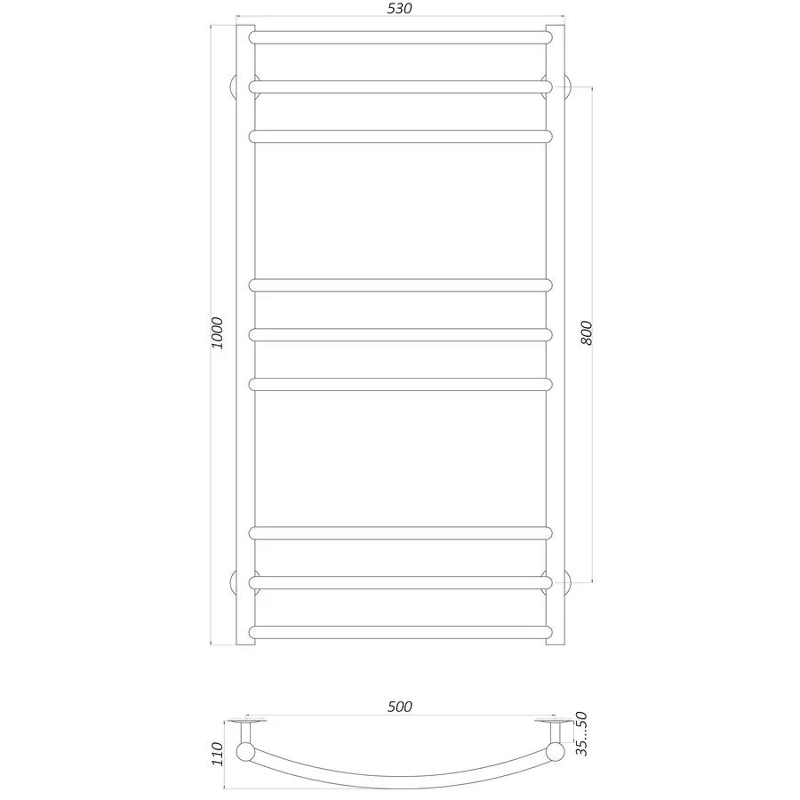 Полотенцесушитель UNIO LDE EL 1000-500-9 Лесенка Дуга Элит электро