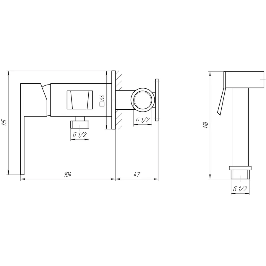 Змішувач гігієнічний TOPAZ LEXI TL 21106-H57-BL