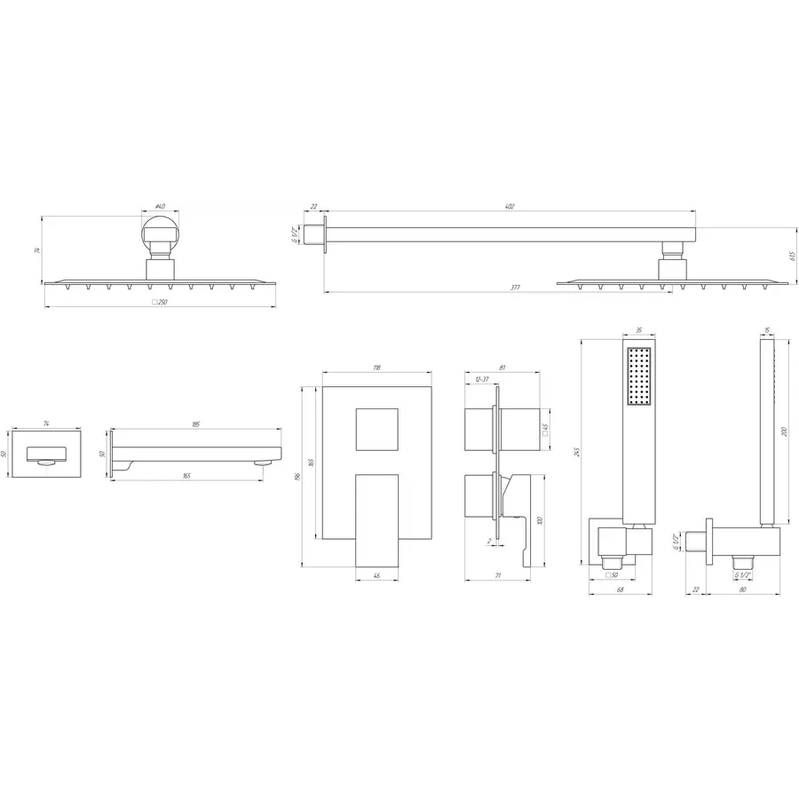 Смеситель для душа встроенный TOPAZ ODISS TO 08115-H13-BL Smart