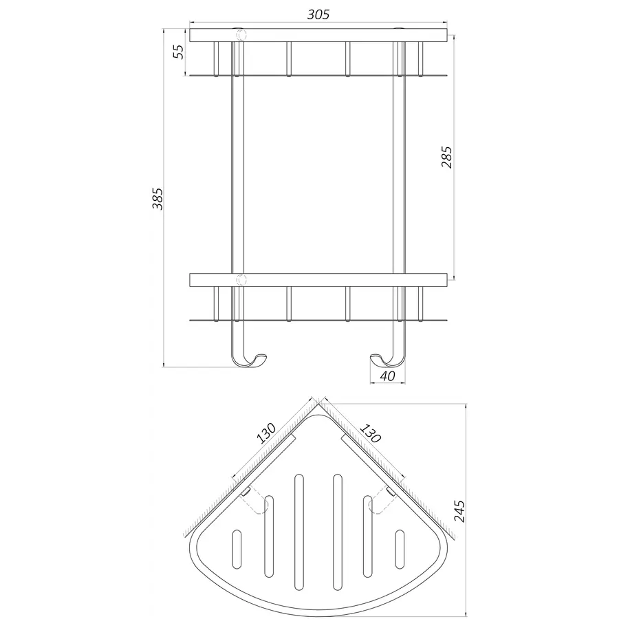 Полка подвійна кутова Globus Lux BS8422