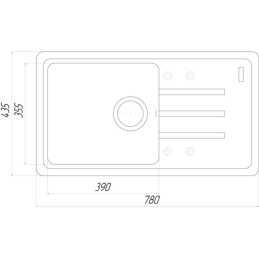Гранитная кухонная мойка Globus Lux LUGANO черный 780х435мм-А0002