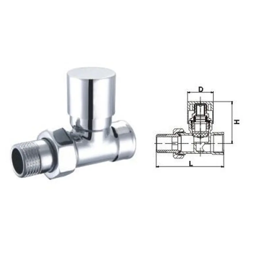 Кран вентильний прямий з американкою SOLOMON 3/4″ CHROM 1864 п/ключ