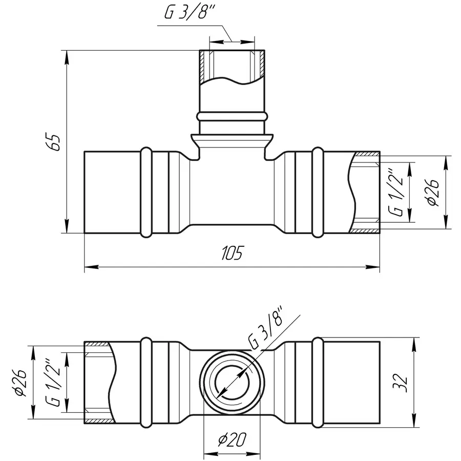 Трійник проміжний прес APE ITALY AP 131 26х20х26
