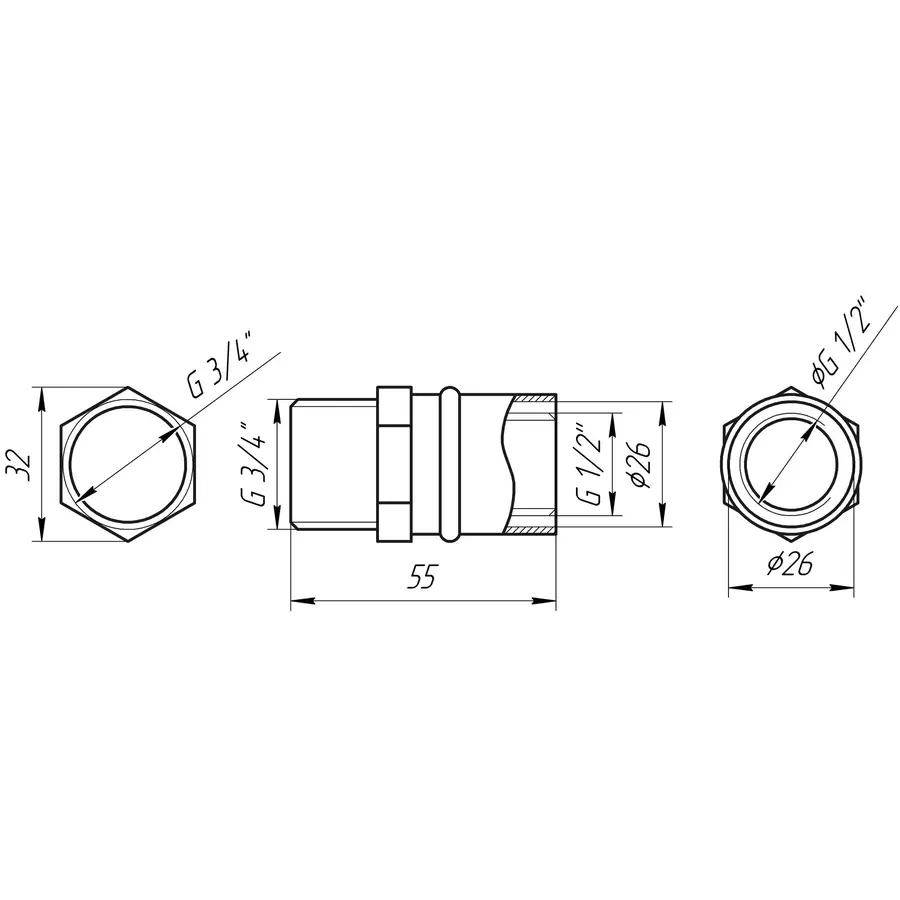 Муфта с наружной резьбой пресс APE ITALY AP 101 3 / 4х26