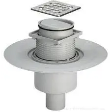 Трап з сухим затвором VIEGA ф50, нерж, решiтка 100*100 , верт. пластик 583224