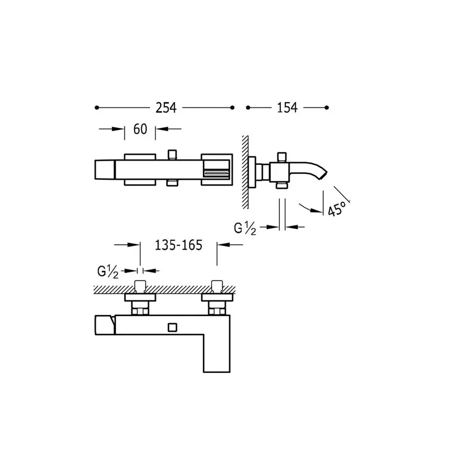 Смеситель для ванны TRES CUADRO 10717002