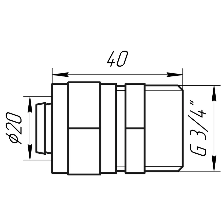 Муфта с наружной резьбой APE ITALY 701 L 3 / 4x20