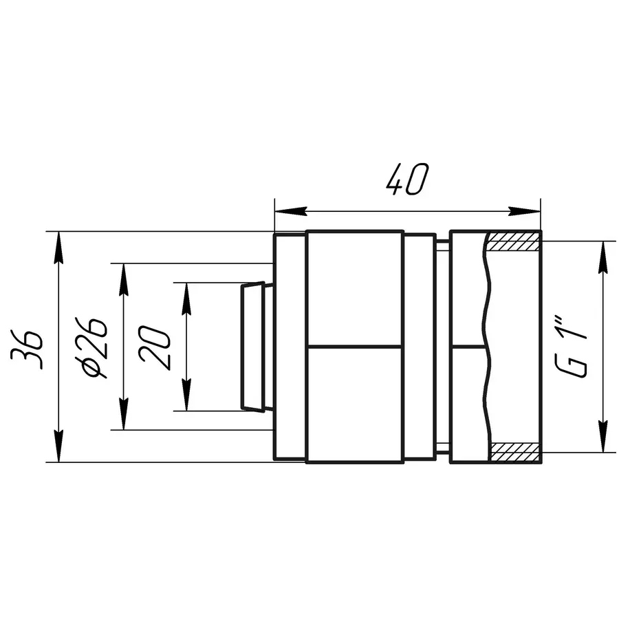 Муфта із внутрішньою різьбою APE ITALY 702 L 1″x26