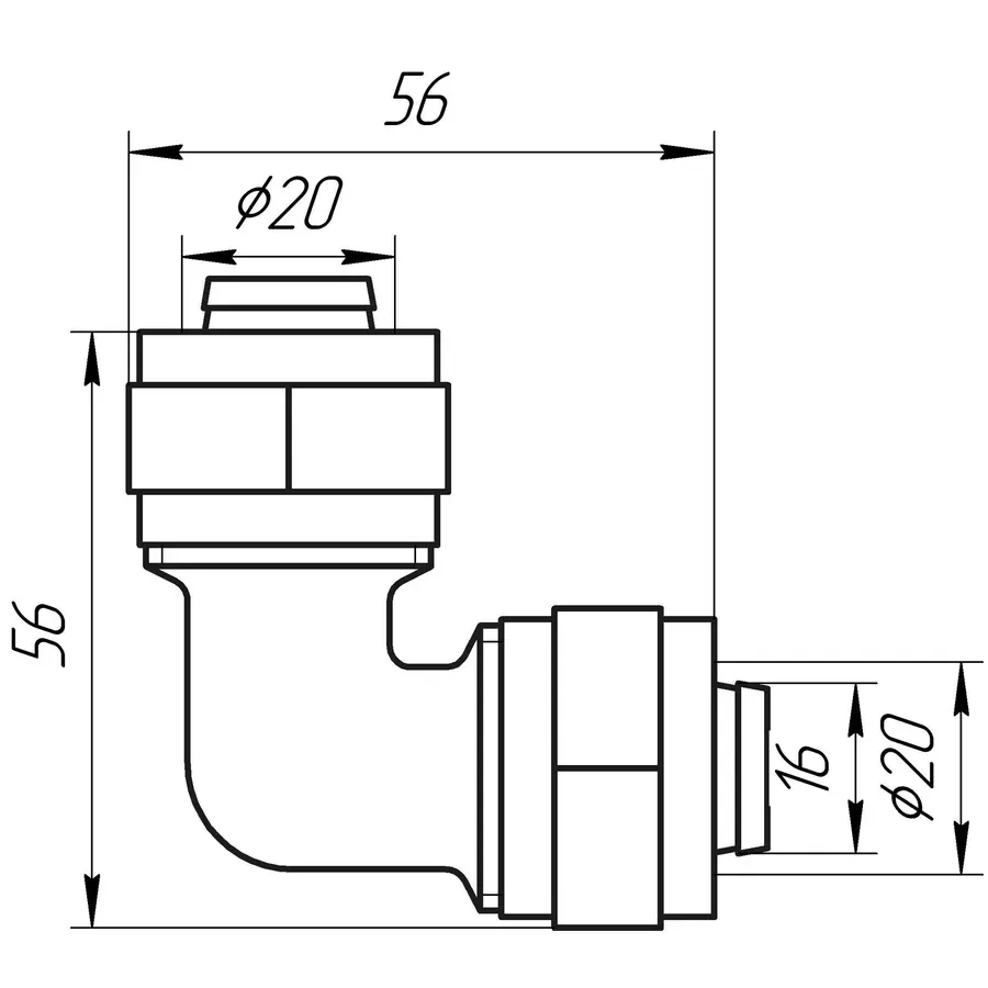Кутник проміжний APE ITALY 751 L 20x20