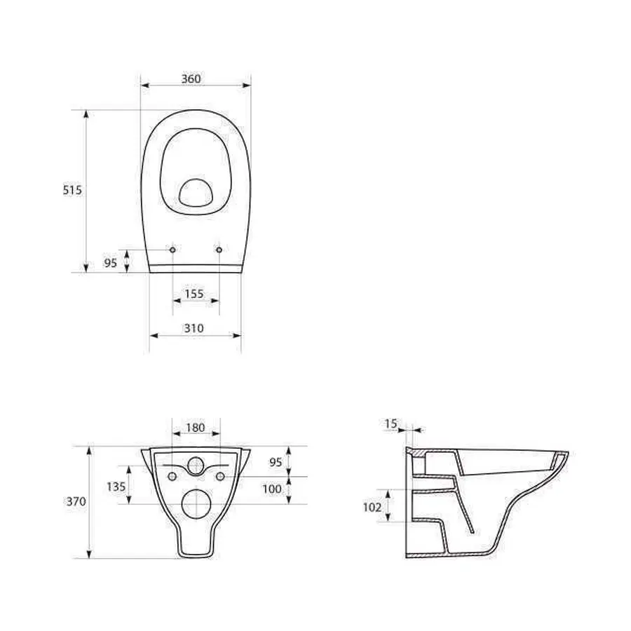 Унитаз подвесной Cersanit ARTECO без крышки