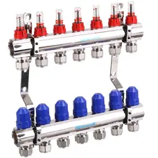 Колектор з вимірювачем витрат, регуляторами та кріпленням GROSS 8504 1″x7 Колектор з вимірювачем витрат, регуляторами та кріпленням GROSS 8504 1″x7