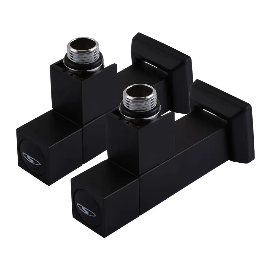 Набір Кран напівоборотний кутовий з американкою SOLOMON LUX 1/2″ CUBE BLACK 8888 (2шт.)