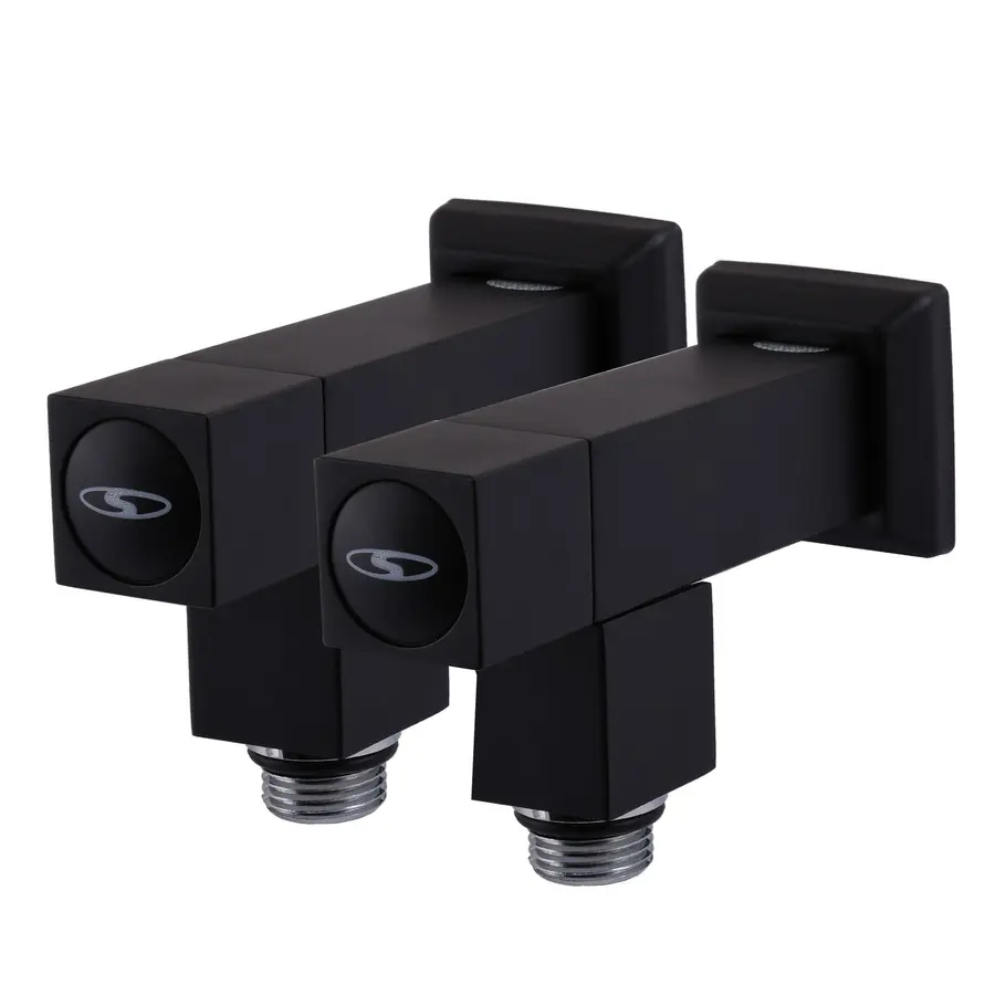 Набір Кран напівоборотний кутовий з американкою SOLOMON LUX 1/2″ CUBE BLACK 8888 (2шт.)