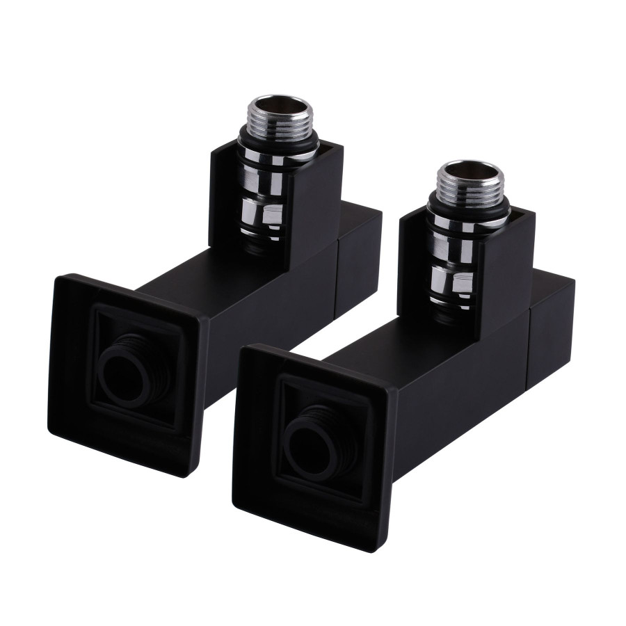 Набір Кран напівоборотний кутовий з американкою SOLOMON LUX 1/2″ CUBE BLACK 8888 (2шт.)