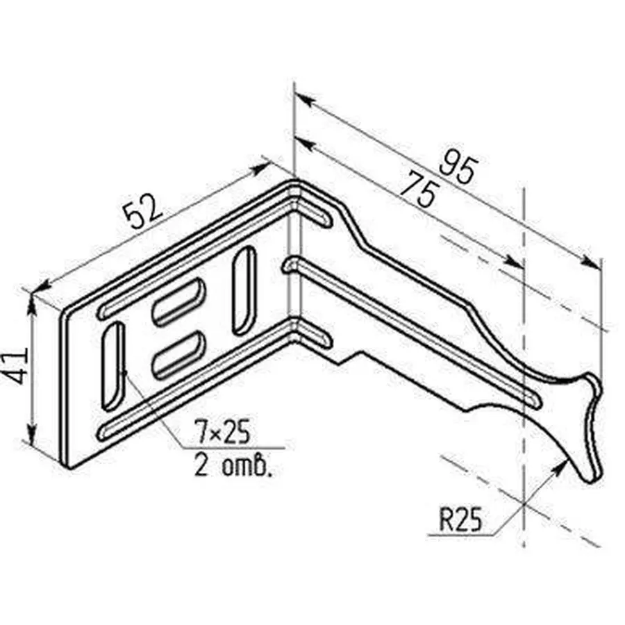 Кронштейн секційного радіатора CRISTAL NS-1010 кутовий білий 95x52x41мм