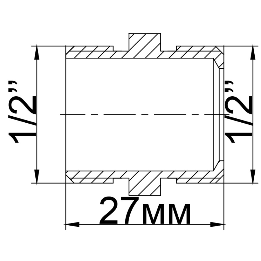 Ніпель нікельований 1/2″ЗР х 1/2″ЗР штампований під прокладку А0501-1А(нк)