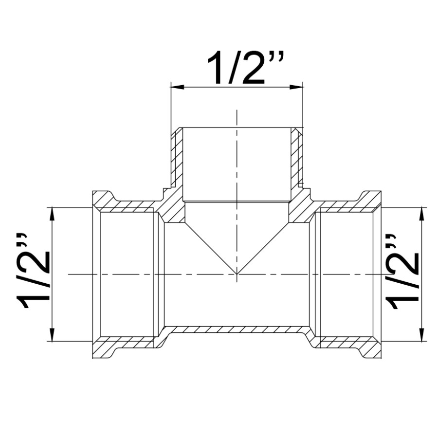 Трійник нікельований 1/2″ВР х 1/2″ЗР х 1/2″ВР штампований А0211А(нк)