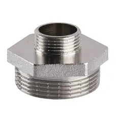 Ніпель редукційний нікельований 1 1/2″ЗР х 3/4″ЗР штампований А0510А(нк) VA Ніпель редукційний нікельований 1 1/2″ЗР х 3/4″ЗР штампований А0510А(нк) VA