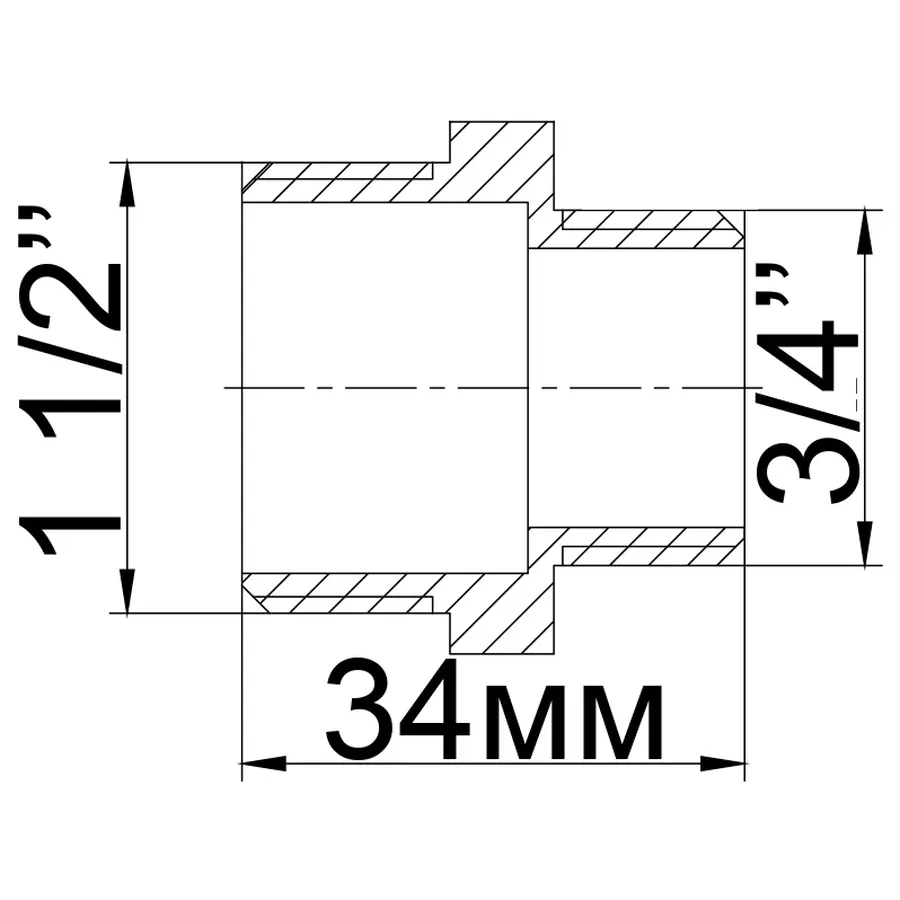 Ніпель редукційний нікельований 1 1/2″ЗР х 3/4″ЗР штампований А0510А(нк)