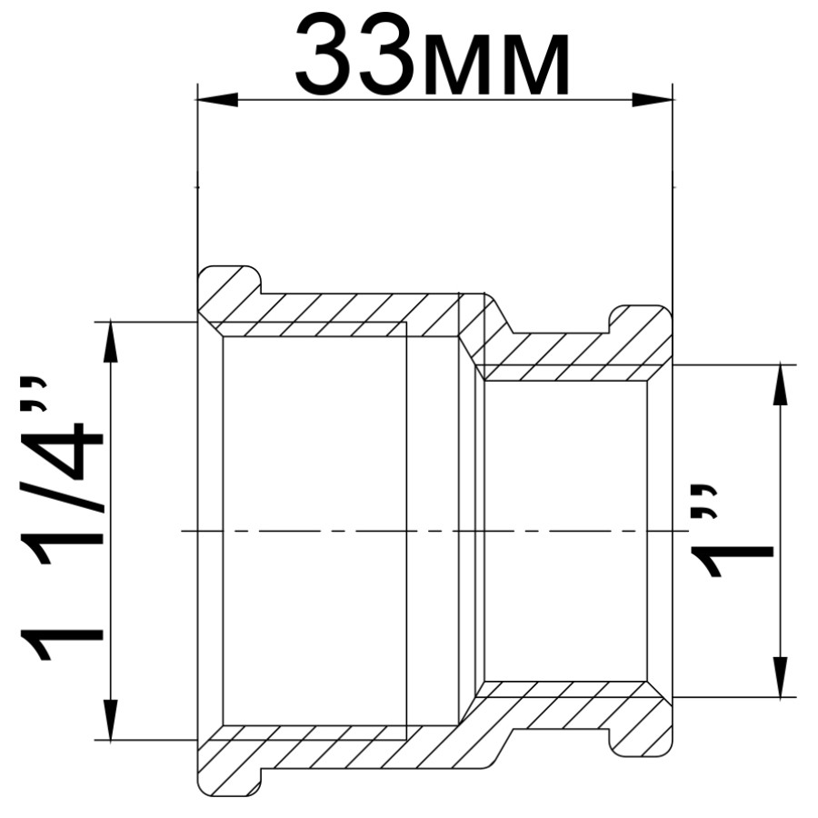 Муфта редукційна латунна 1 1/4″ВР х 1″ВР штампована восьмигранна А0335А VA