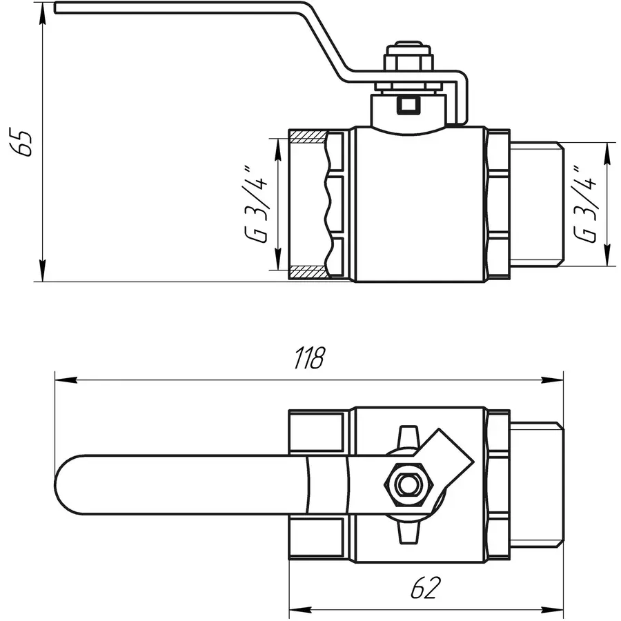 Кран шаровой прямой PROFESSIONAL 3/4 "ЗВ КР PN40 QP152