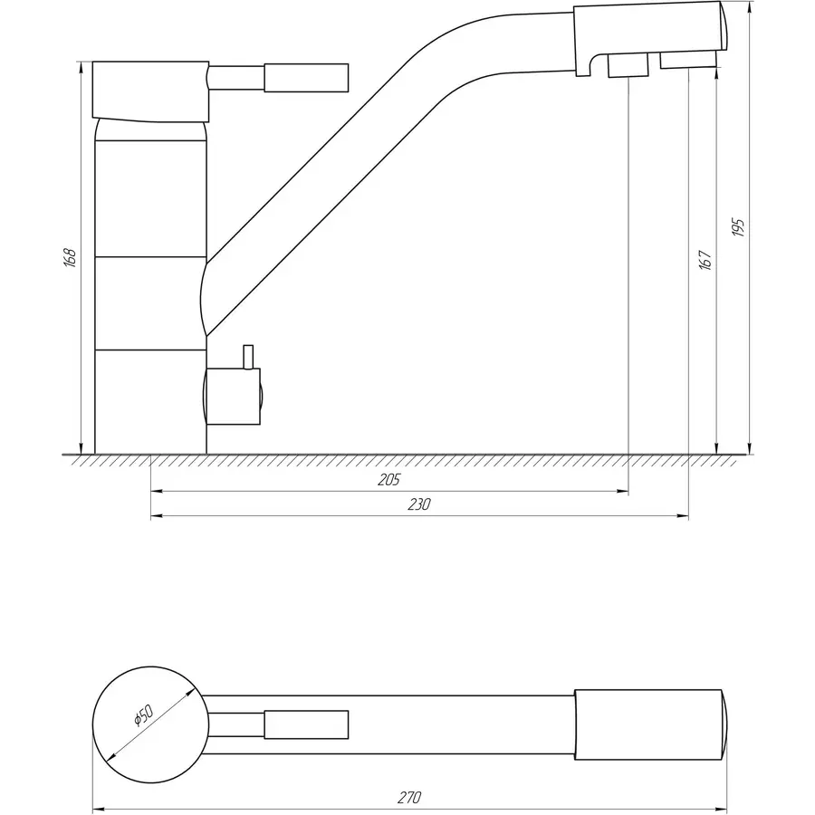 Змішувач для кухні під осмос Globus Lux LAZER GLLR-0555-10-BB