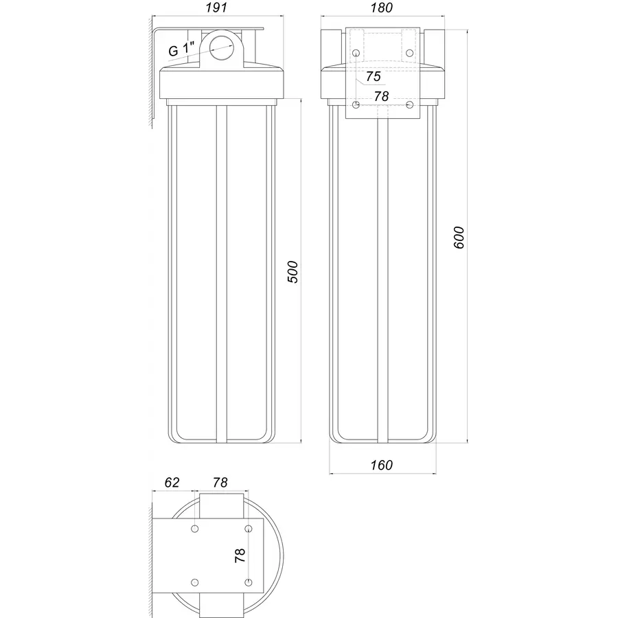 Фильтр-колба + ЧП картридж ПРОЗРАЧНАЯ Bио + systems SL20TS-BB Big Blue 20 ", 1"