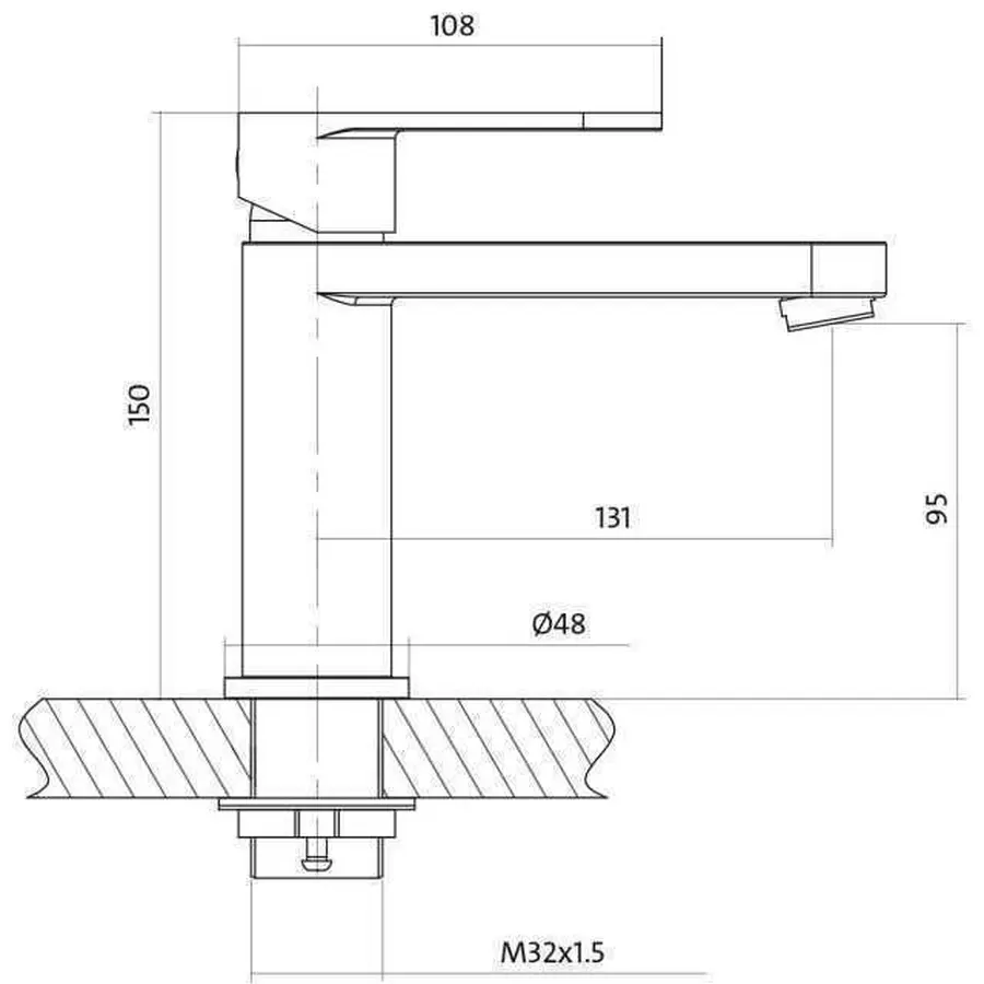 Смеситель для умывальника Cersanit ELIO с металлическим донным клапаном