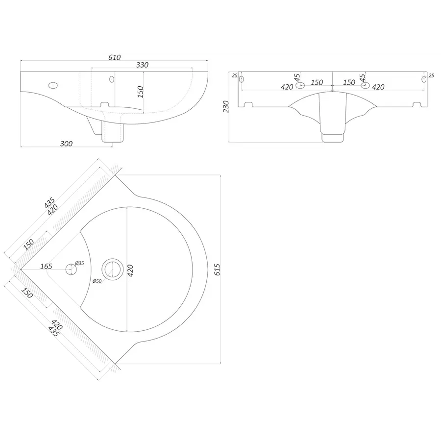 Умивальник кутовий 60 (Дніпрокераміка)