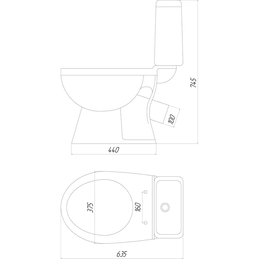 Унітаз-компакт «Грейс» (Дніпрокераміка), кос.ш-1111