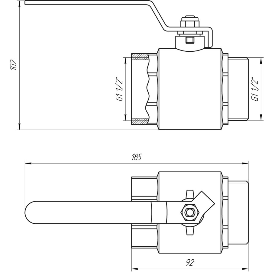 Кран шаровой прямой PROFESSIONAL 1 1/2 "ЗВ КР PN40 QP152