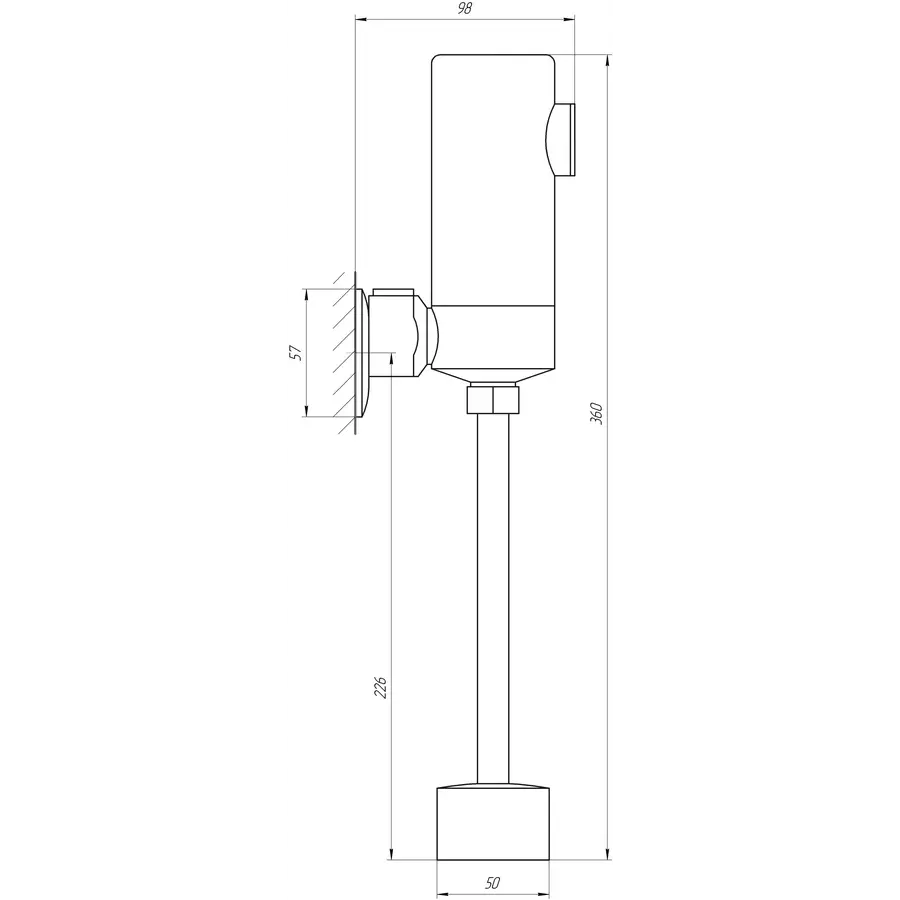 Кран змивний для пісуару Tremolada TREMO-8112 BATTERY сенсорний, зовнішнє підключення 1/2″
