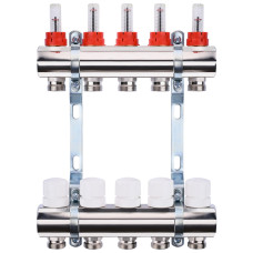 Коллектор с измерителем затрат, регуляторами и креплением ECO 001A 1 "x5