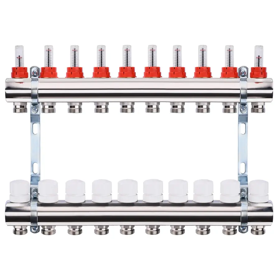 Коллектор с измерителем затрат, регуляторами и креплением ECO001A 1 "x10