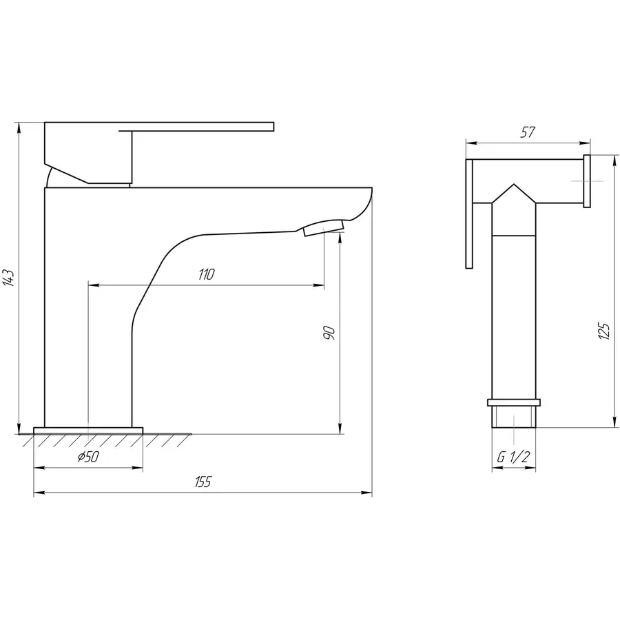 Змішувач для умивальника TOPAZ BARTS TB 07204-H36
