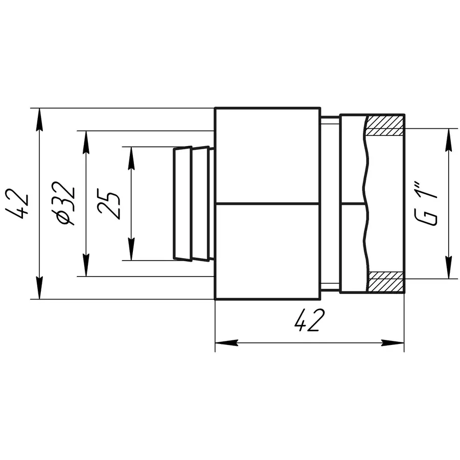 Муфта с внутренней резьбой APE ITALY 702 L 1x32