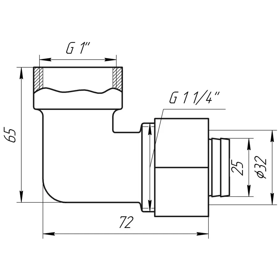 Кутник із внутрішньою різьбою APE ITALY 752 L 1″х32