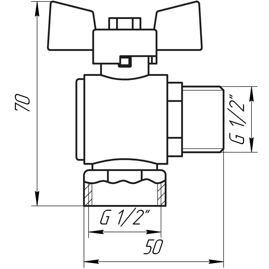 Кран кульовий Q PROFESSIONAL 1/2″ нв КБ кутовий Q154 PN40