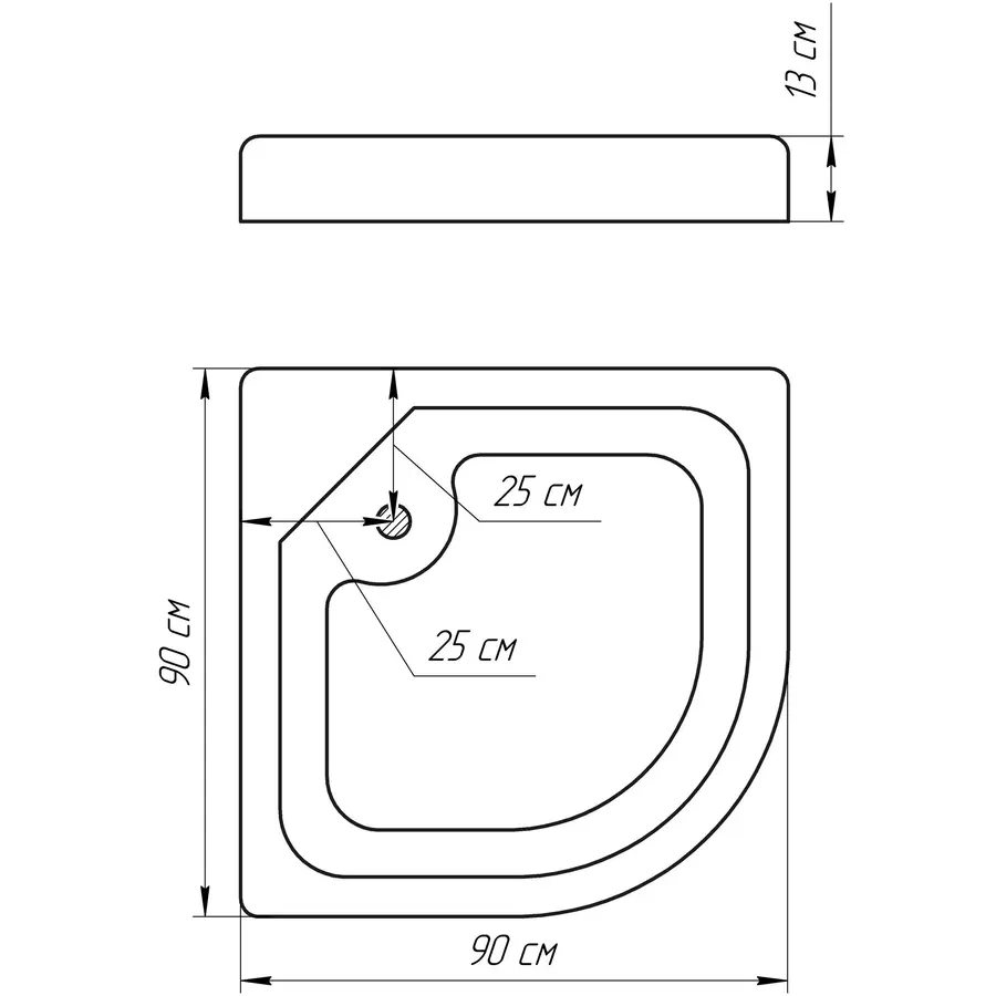 Душ піддон півкруглий BRAVO NYSA RL 90
