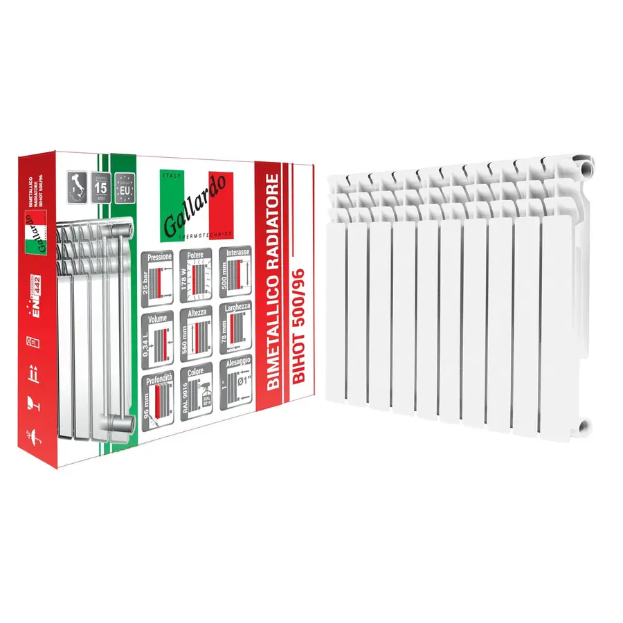 Радіатор біметалевий секційний GALLARDO BIHOT 500/96 (кратно 10)