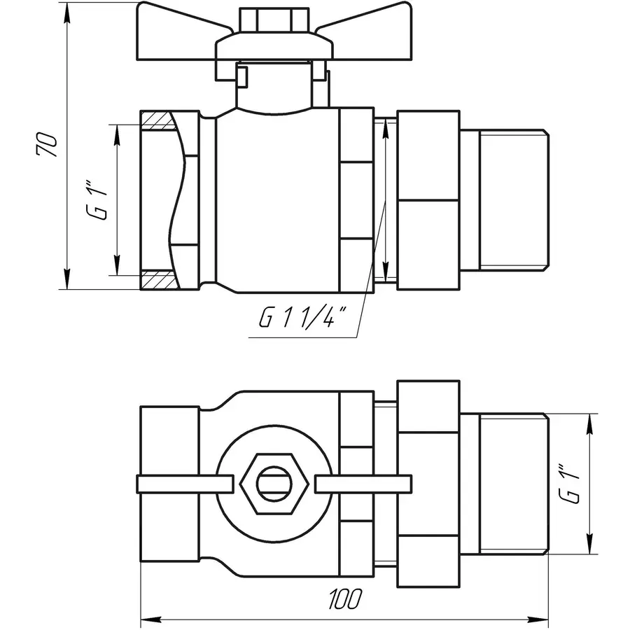 Кран кульовий прямий з американкою ARCO 1″ SENA 154105
