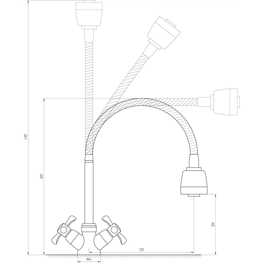 Кухонный смеситель DOMINO DK-H1-2N-103MA