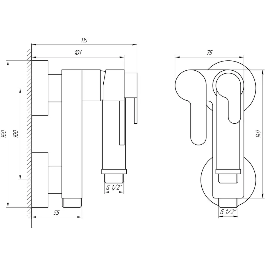 Смеситель гигиенический Globus Lux GLN-3-106MIX