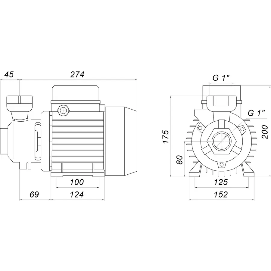 Насос вихревой KF-6 1,5 кВт SAER (4,2 м3 / ч, 86 м) однофазный