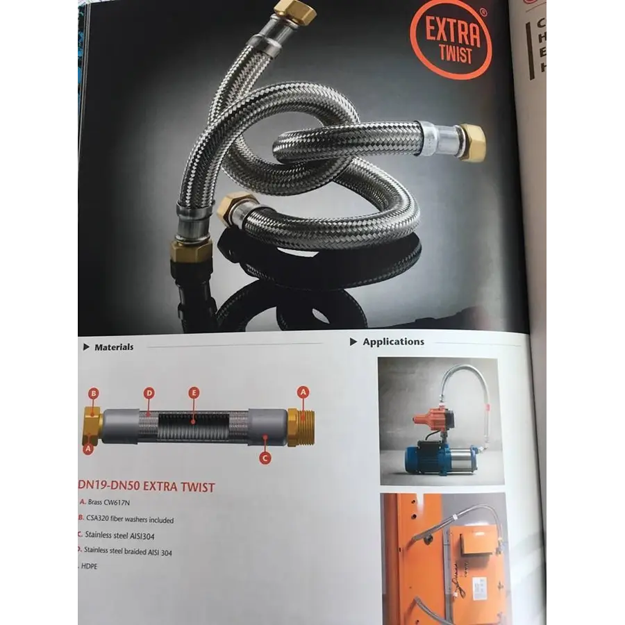 Шланг антивибрационный прямой TUCAI EXTRA TWIST 1 "1,0м. RIVER Нg-1-1000 (204734)