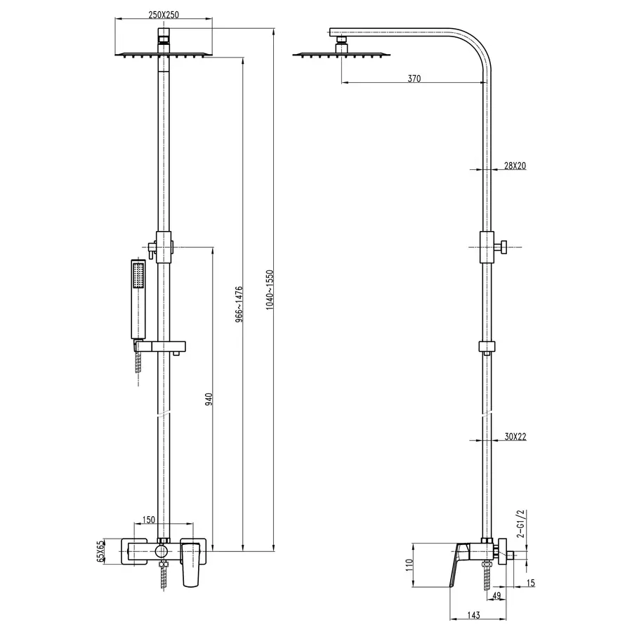 Душова система TOPAZ LEXI TL 21702-H57-BL