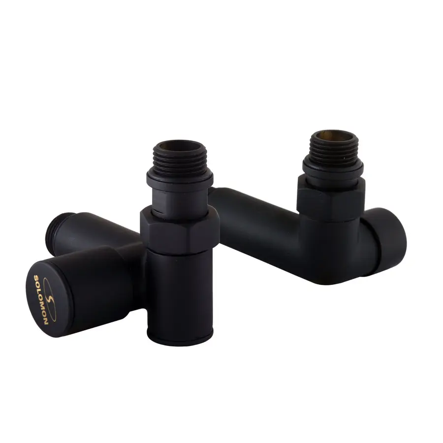 Набір Кран вентильний кутовий з американкою SOLOMON LUX 1/2″ 7777 TEN (2шт.) BLACK